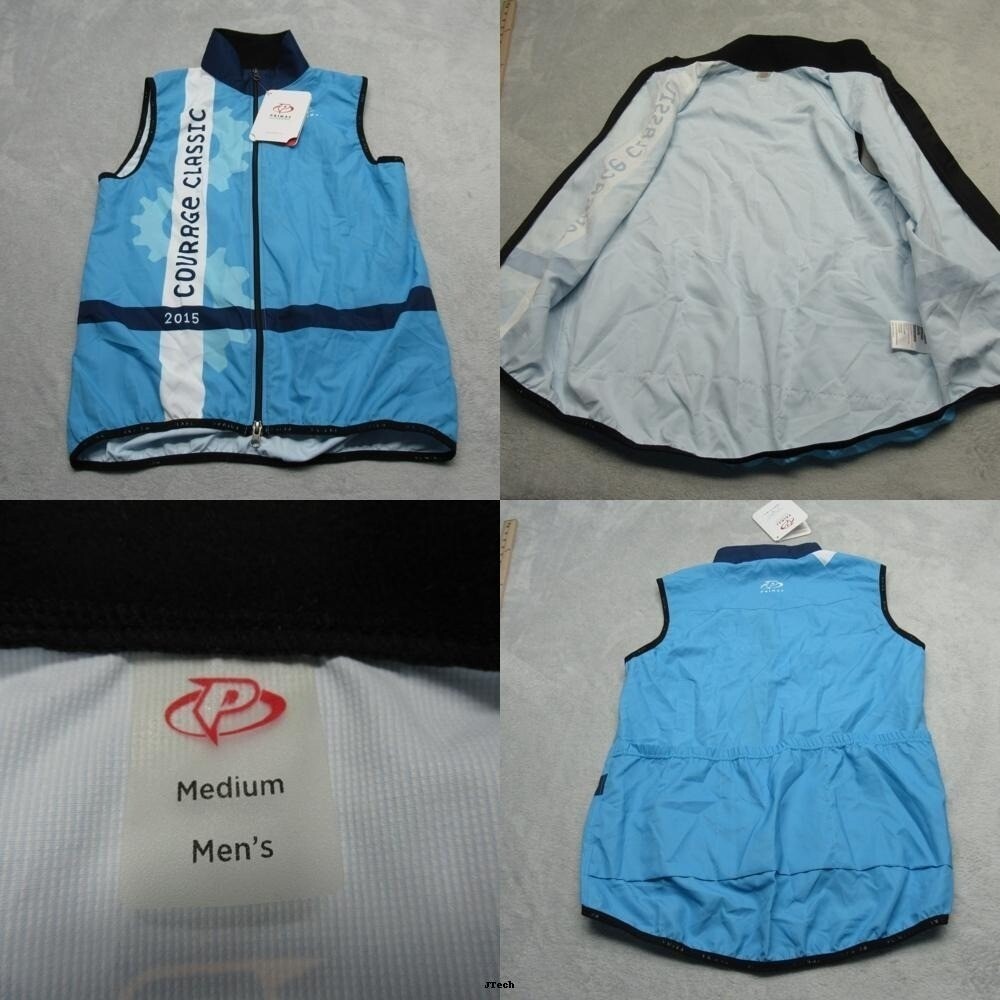 Primal Cycling Wind Vest Men Medium Blue Courage Classic 2015 Full Zip NEW